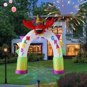 10FT Lobster Arch Carnival Inflatable with LED and Rotating Lights for Yard